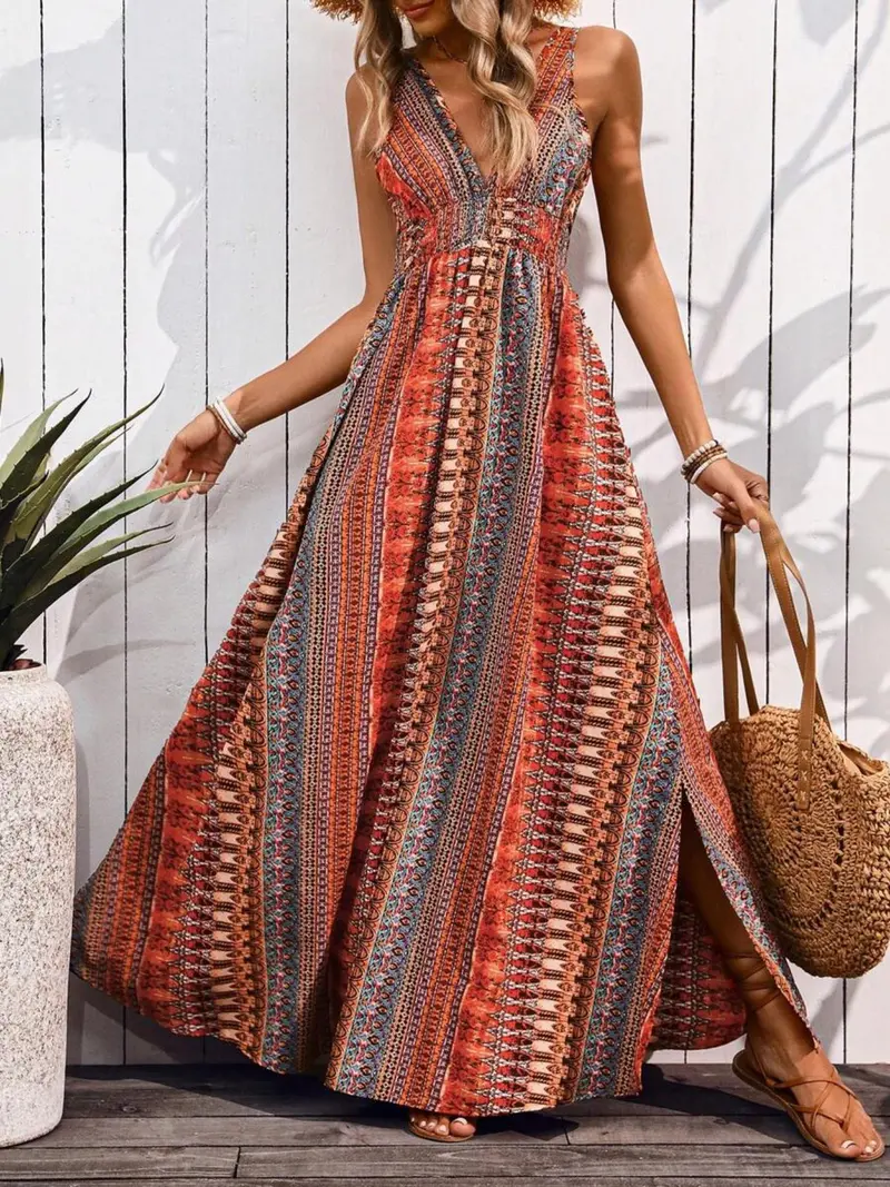 Women's All over Print Long Sleeve Dress, Casual Slim Fit Midi Dress,  Elegant Floral Pattern, Perfect for Spring & Fall - TikTok Shop