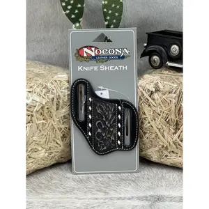 NOCONA KNIFE SHEATH HAND TOOLED - BLACK