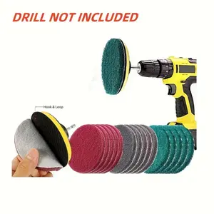 16pcs Tile Scrubber Set with 4" Disc Pads - Multi-Surface Cleaning Kit for Kitchen, Bathroom, and More Includes Red, Gray, Green Sponges Plastic
