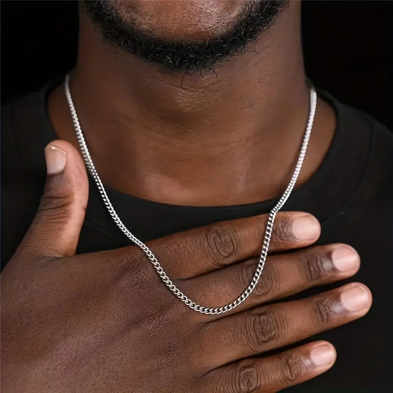 Men's 3mm Titanium Steel Chain Necklace, Sleek Elegant Link Design, Hypoallergenic Non-Fading - Ideal Fathers Day Gift for Men, Chain & Link