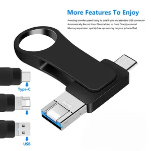 4-in-1 OTG Portable Flash Drive For iPhone & iPad, Usb external memory, USB3.0 Type-C Memory Stick 64GB 128GB 256GB 512GB 1TB, MoveSpeed Photo Stick For USB-C Phones With Backup Function