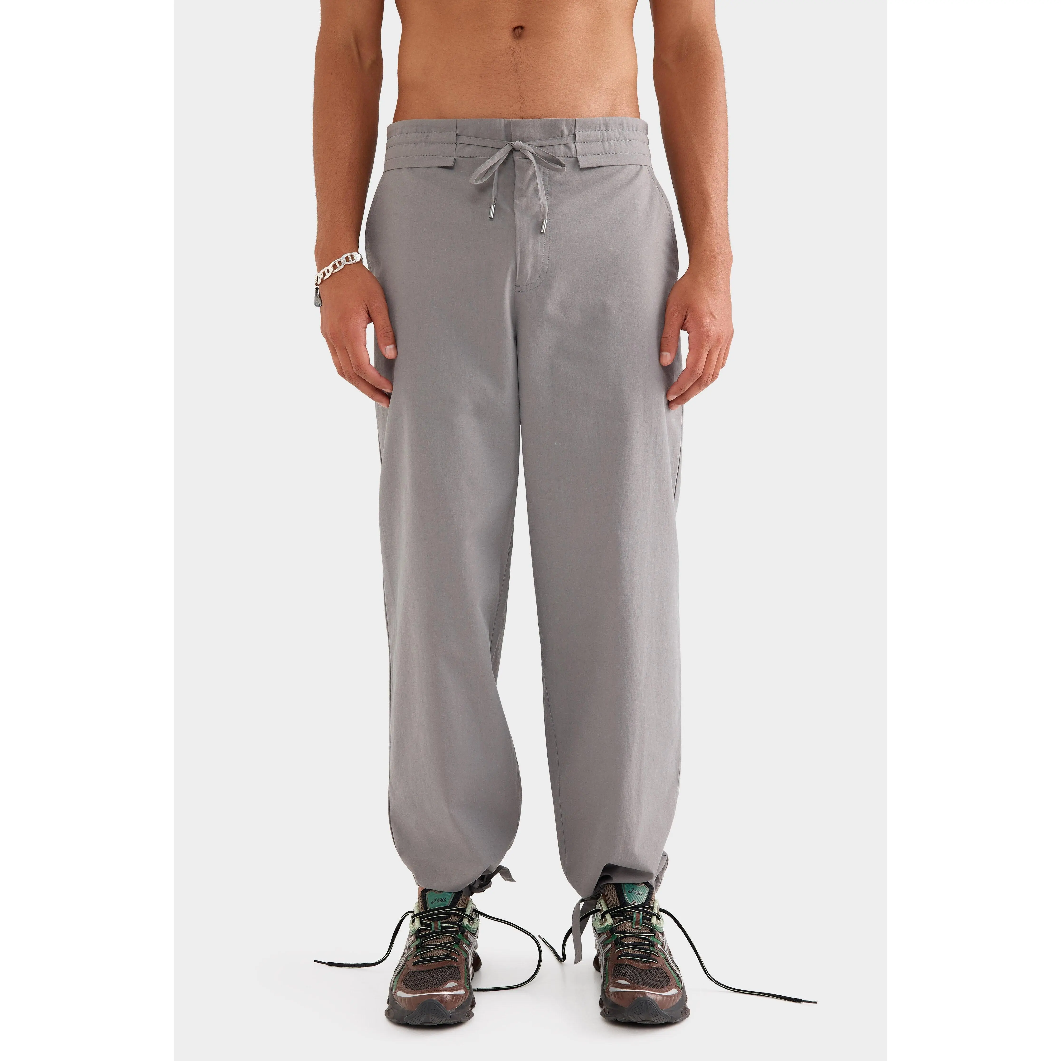 Cotton Paperbag Trouser - Steel Grey