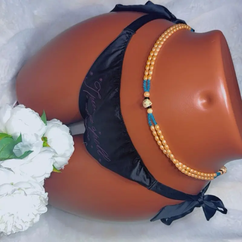 Gold and blue waist beads