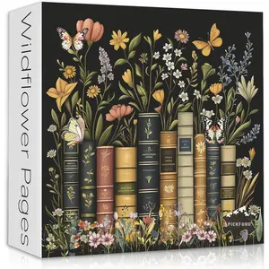 Wildflowers Puzzles for Adults 1000 Pieces, PICKFORU Wildflower Pages Jigsaw Puzzle, Vintage Book Puzzles for Book Lover, Plant Floral Flowers Puzzle as Home Decor