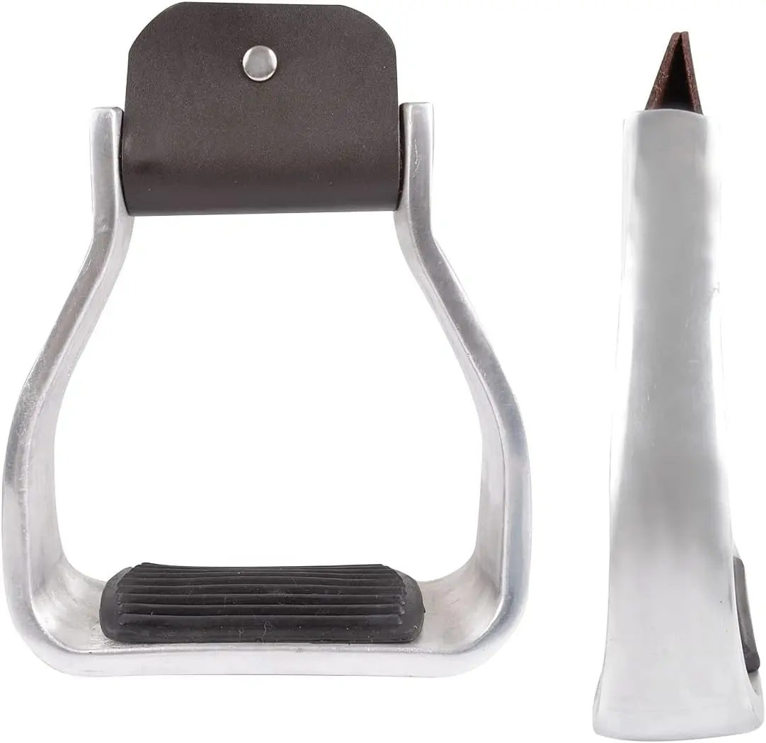 Martin Saddlery Aluminum Extra Wide Horse Riding Stirrups - Rubber Tread, 2" Deep Footbed, Pair
