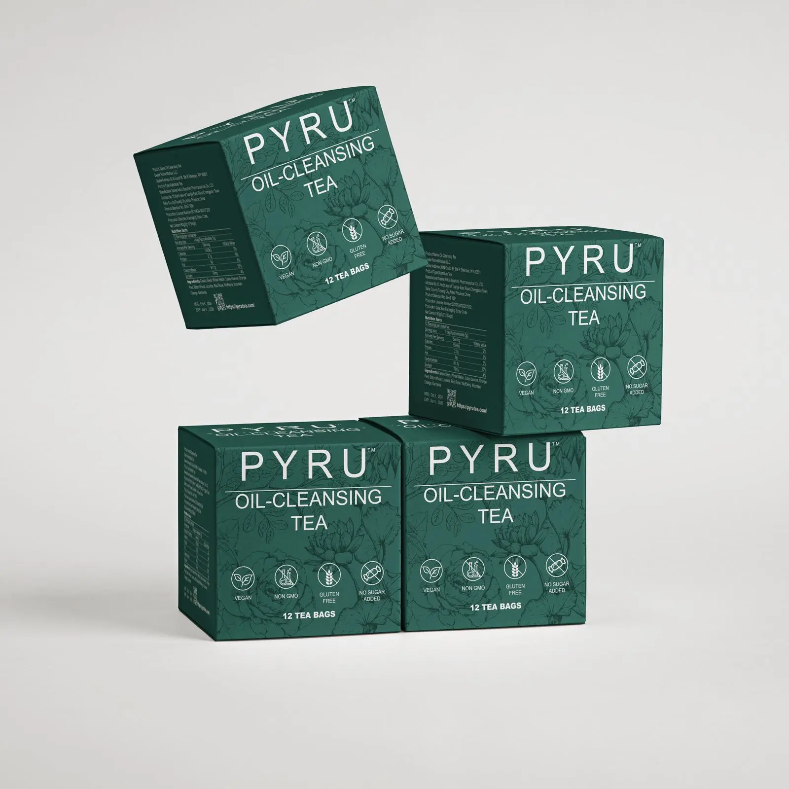 Pyru Oil-Cleansing Tea 4 Pack Gentle Essence of Herbs Pure