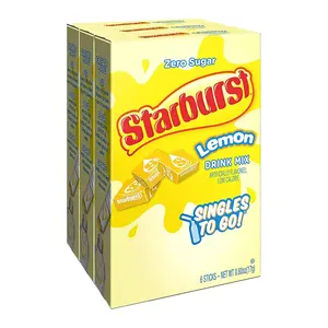 Starburst Singles To Go Powdered Drink Mix, Lemon, 3 Boxes with 6 Packets Each - 18 Total Servings, Sugar-Free Drink Powder, Just Add Water, 6 count (Pack of 3)