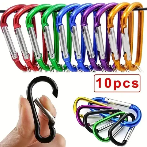 Random Color Carabiner, 10pcs Mini Carabiners Clip Keychain, Aluminum Alloy Spring Buckle for Backpacking, Camping, Hiking, Solocamping, Bikepacking, Glamping, Christmas, Hook Keeper, Christmas Gift