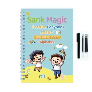 1/4 set, groove practice Velcro, calligraphy practice sticker, writing book, enlightenment, beginner repeat writing, handwriting disappears, Preschool Alphabet Tool, Tracing Preschool Books, Learning Tool