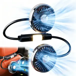Car Fan for Driver and Passenger's Seat USB Plug and Play, Backseat Cooling Fan Safe For Kids Baby, Quiet Headrest Neck Fan Accessories Twin Turbofans with 3 Adjustable Wind Speeds, Universal for All Cars Vehicle Van RV Truck