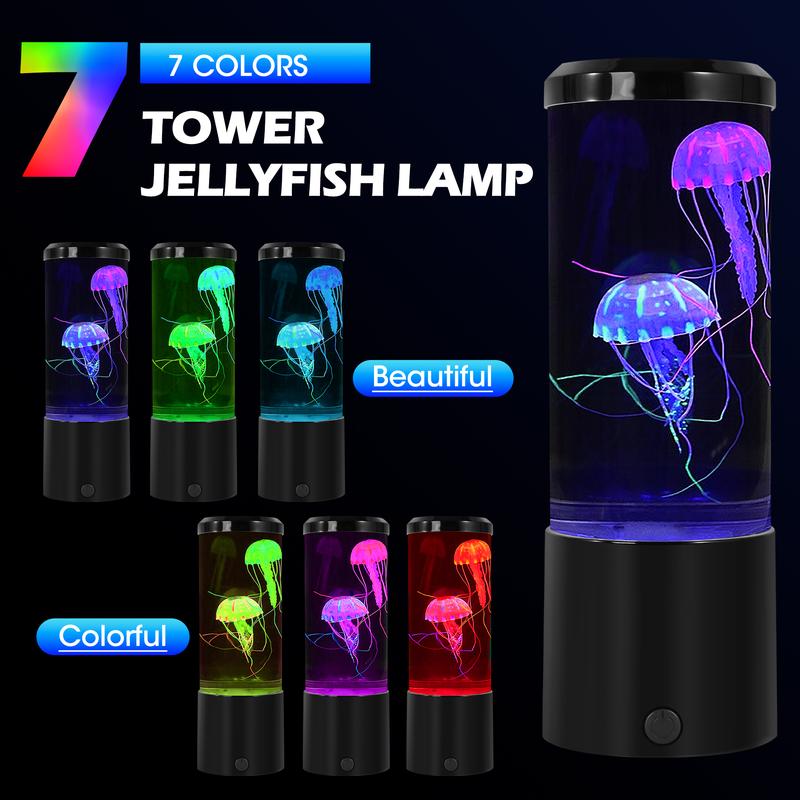 Portable Jellyfish Lamp Multipurpose 7 Color Changing LED Ambient Light with Remote Control & USB Cable for Home Office Bedroom Decor Ideal Gift Portable Jellyfish Lamp Multipurpose 7 Color Changing LED Ambient Light with Remote Control & USB Cable for Home Office Bedroom Decor Ideal Gift