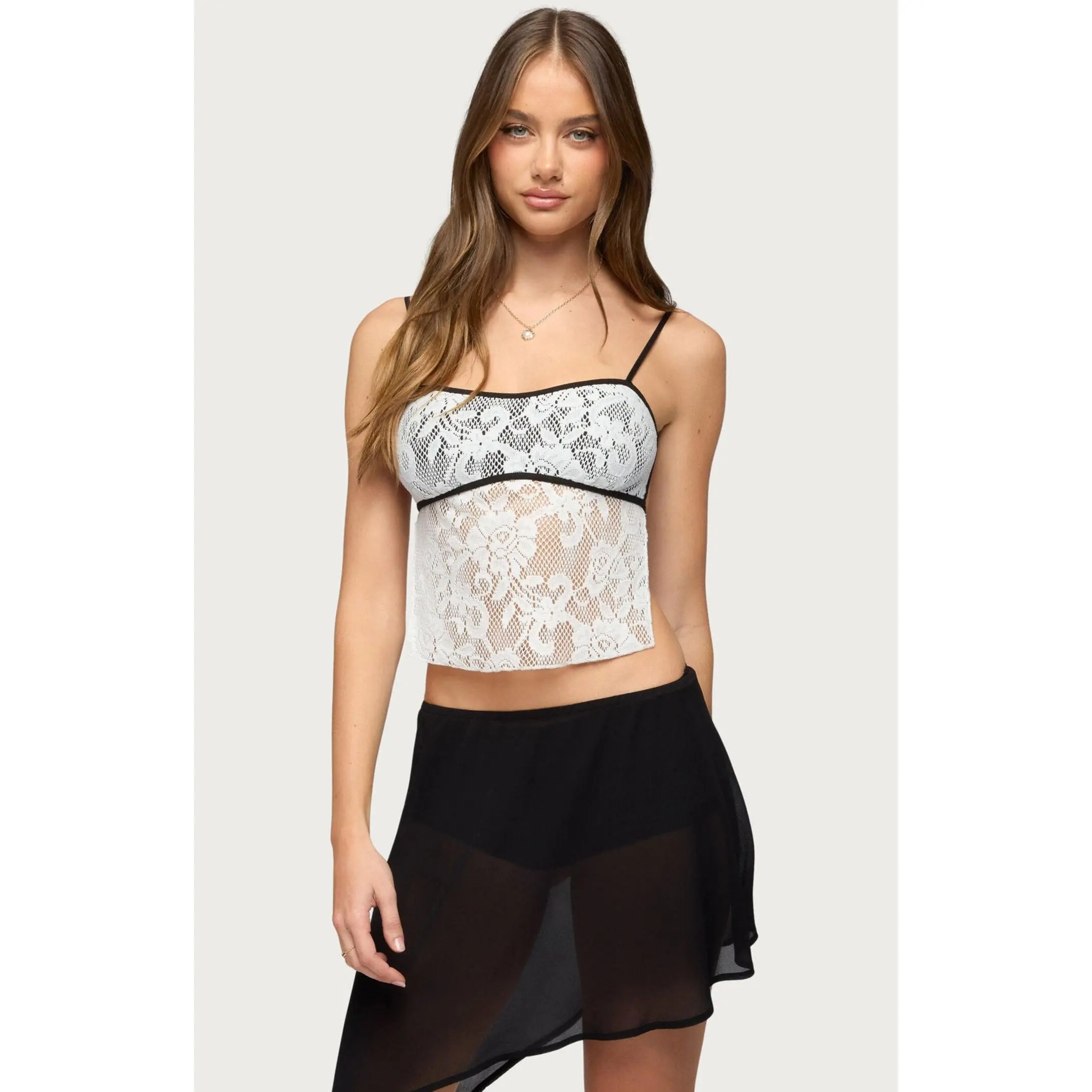 Edikted Women's Solara Backless Sheer Crochet Top