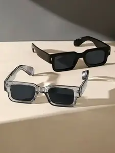 Unisex Vintage Square Frame Eyeglasses, Trendy Casual Clear Eyewear for Everyday Use, Fashion Accessories for Outdoor Activities, Stylish Glasses