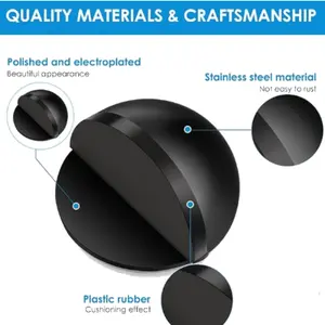 Stainless Steel Half Round Door Stopper Set, Rubber Padded Satin Nickel Floor Mount, Wall Protection, 2 Pieces, Durable and Stylish Design