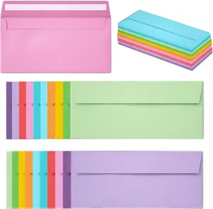 50 Pack Business Envelopes #10, 4.13 x 9.49 Inches Colored Envelopes Self Seal for Business, Invoices, Letter Mailing, Office Checks
