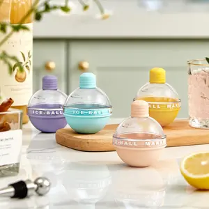 4 Pack Ice Ball Maker Mold, Candy Color Light Bulbs Ice Molds, Summer Silicone Ice Cube Tray Whiskey Ice Ball Mold, 2.5 Inches Reusable Ice Sphere Moulds for Whiskey, Cocktails, Juice