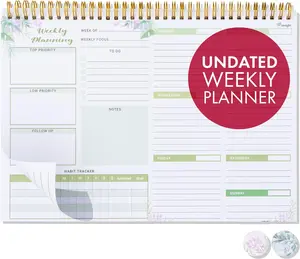 Weekly Undated Planner Notepad 8.5x12 – Ensight 52 Week Calendar & To Do List for Planning with Easy Tear off Sheets – Used for Goal, Schedule & Habit Tracking (Watercolor)