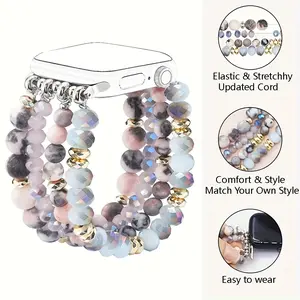 Stones & Crystal Beaded Smartwatch Band Replacement Strap for Apple Watch, Stylish Design, Durable Material, Perfect Fit, Smart Watch Straps