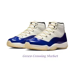 Premium white mesh with that iconic blue patent detail. A total grailSneakers