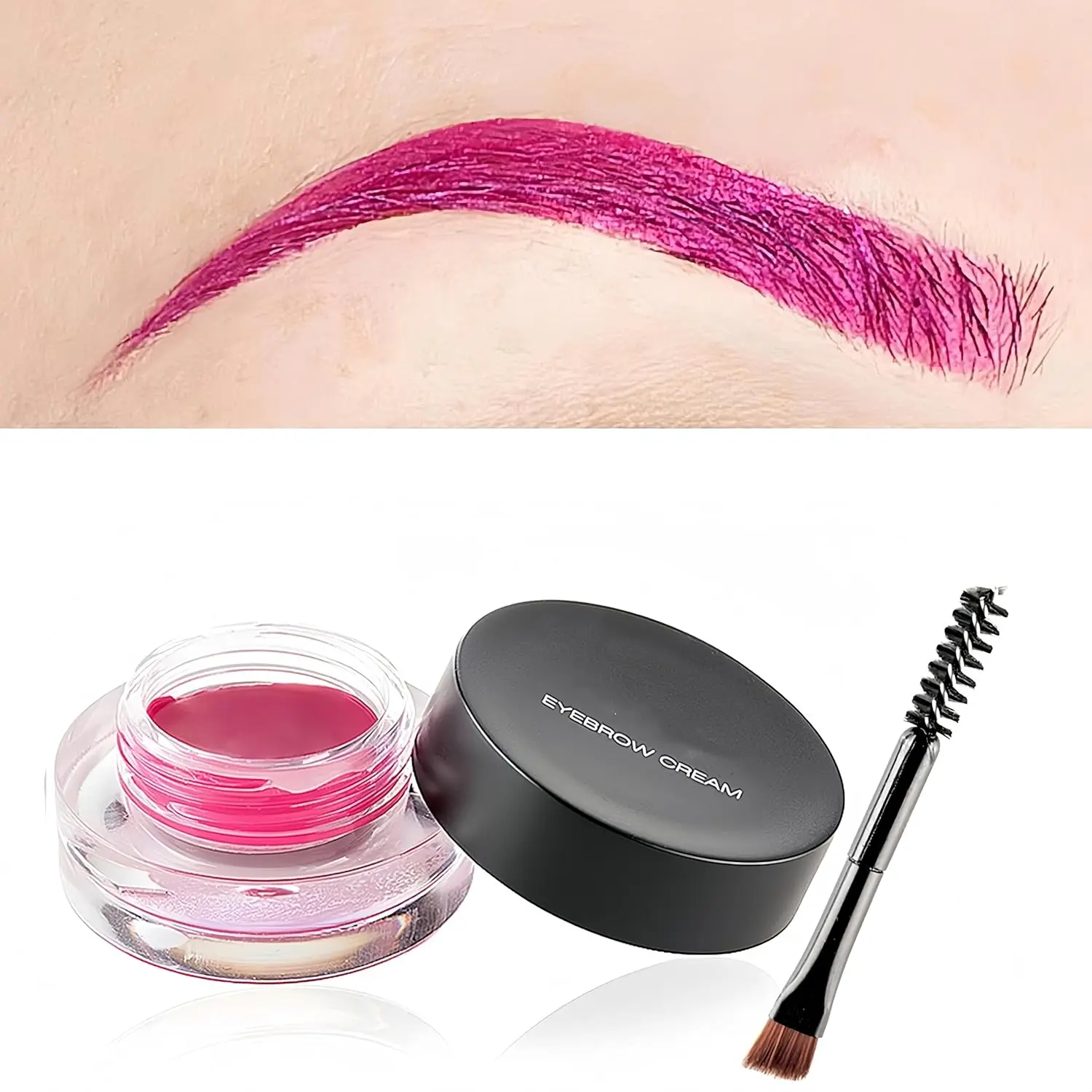 12 Color Eyebrow Cream Colorful Smooth Eyebrow Pomade Gel Long Lasting Waterproof Eyeliner Gel Eye Brow Makeup Cosmetics with Eyebrow Brush (08 Magenta)