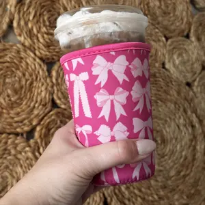 Iced Drink Sleeve - Pink Bow