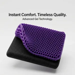 Dual-Layer Orthopedic Gel Seat Cushion | Breathable Honeycomb Design for Pressure Relief | 2.4" Thick Ergonomic Support for Office & Car | Non-Slip Washable Cover | Universal Tailbone Protector