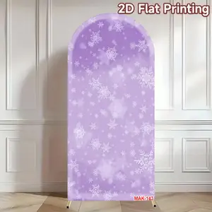 Purple Snowflake Arch Backdrop Cover Custom 2-Sided Fabric for Winter Baby Shower Birthday Party Decor Background