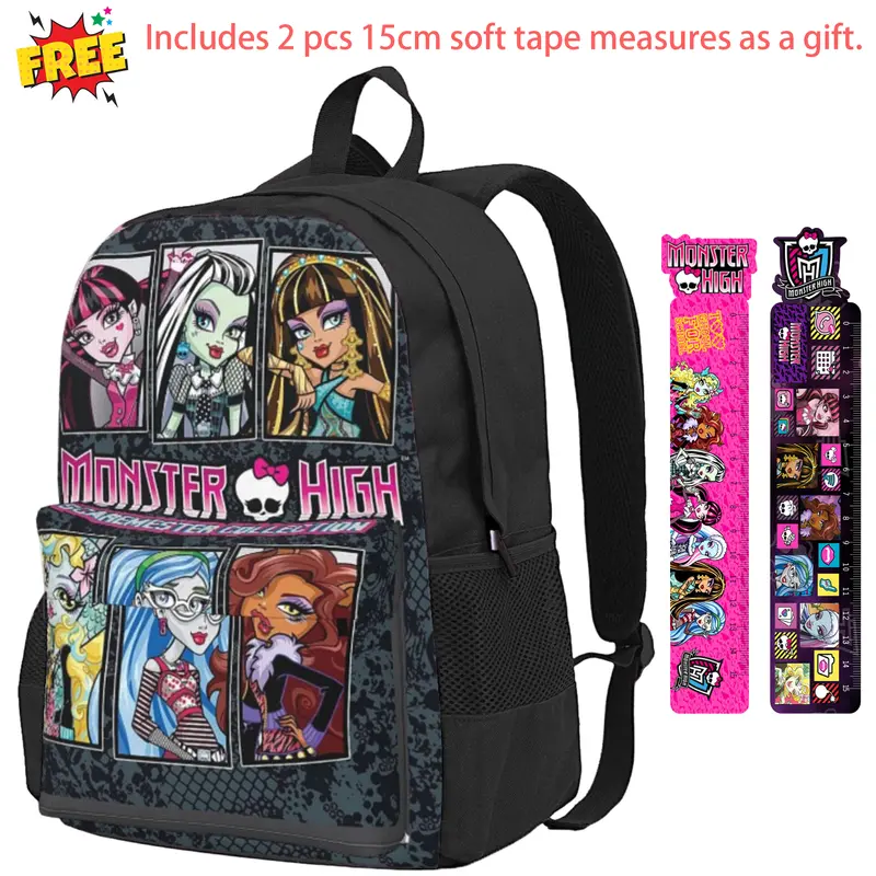 Monster High Lightweight Backpack Monster High Dolls Full Print Casual Daypack for Back to School, Holiday Gift, and Everyday Carry