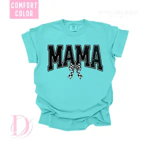 Mama with Checkered Bow Comfort Color T-shirt