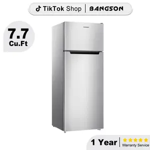 BANGSON 7.7 Cu.Ft Refrigerator with Freezer, Double Door Refrigerator, Medium Capacity for Apartment/Family, Adjustable Thermostat, Energy Efficient, Quiet Operation, LED Interior Light, Gift Idea, Christmas Gift
