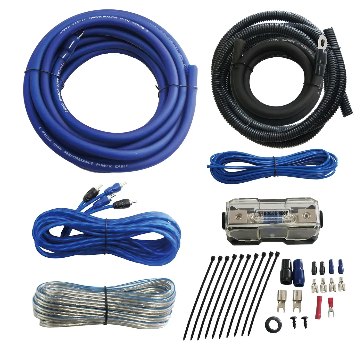 Direct True 4 Gauge Car Audio Cable Amp Wiring Kit 2 Channel CCA Power Cable Amplifier Install Wiring Kit