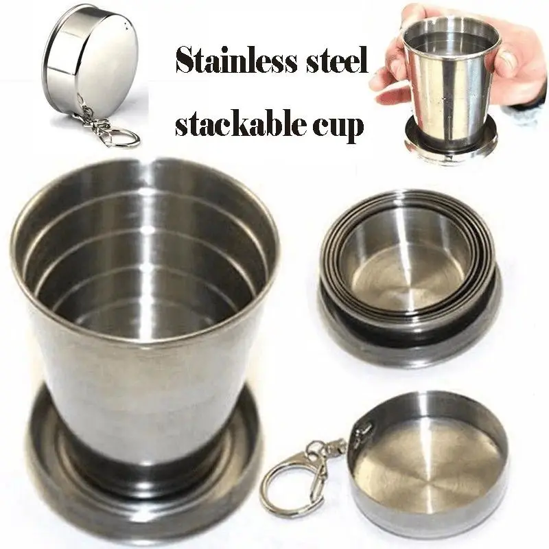 Mini Collapsible Retractable Travel Cup - Leakproof Portable Folding Mug for Water, Tea, Coffee, Compact Outdoor Use for Camping, Hiking