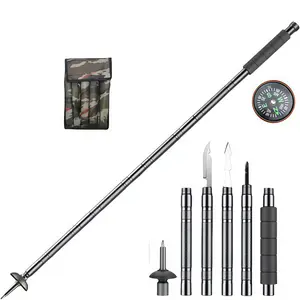 outdoorsmen gift tactical trekking walking Lightweight Adjustable Trekking Pole  mountain climb  7-in-1 Tactical Trekking Pole Your Ultimate Outdoor Survival Companion – Compass, Tinder, Saw Blade & More for Hiking & Camping stick multi-scenario camp con