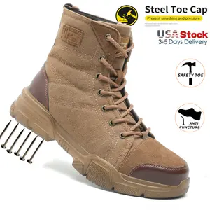 Indestructible Men Work Safety Boots Outdoor Military Boots Anti-smash Anti-puncture Industrial Shoes Men Boots Desert Boots