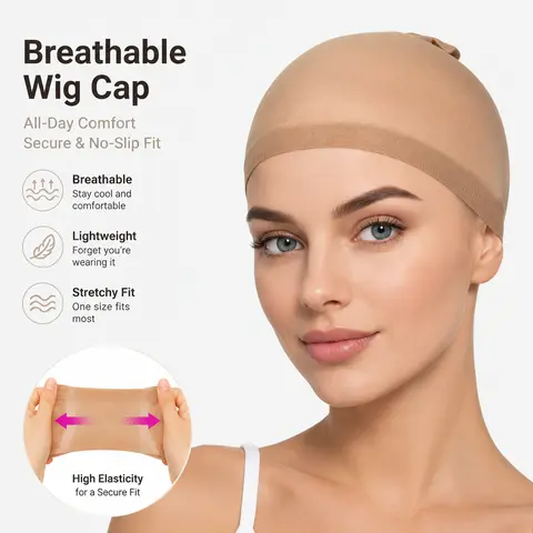 Wig Caps for Women Beige Wig Cap 2 Pieces in One Pack