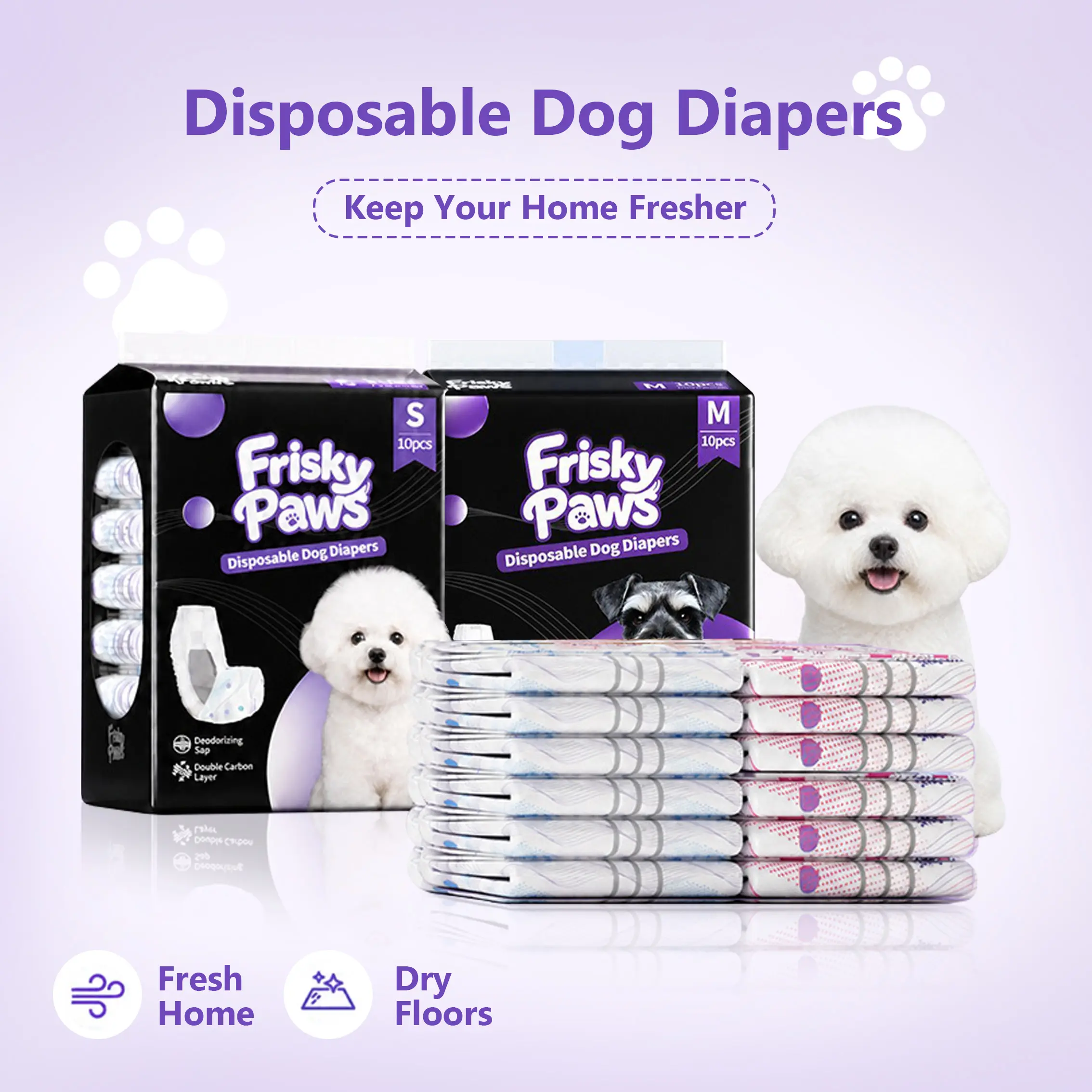 Male Dog Belly Bands with Odor Control Layer, Disposable Dog Diapers for Indoor Accidents, Leak Protection & Adjustable Fit for Small Medium Dogs