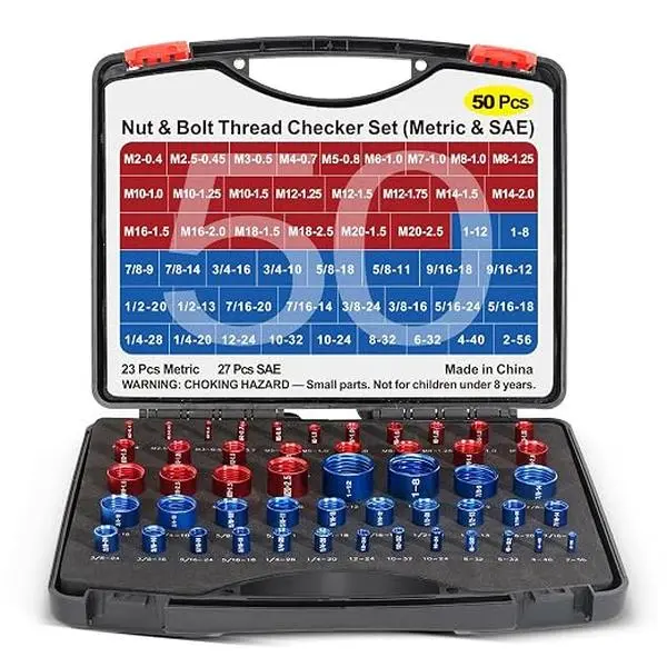 50PCS Thread Checker, Bolt & Nut Size Gauge Tool for Identifying Fastener Threads, Metric & SAE