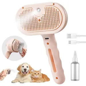 Upgraded Reusable Pet Hair Steam Remover Brush  for Shedding & Grooming Water Brush for Cats Dogs Self-Cleaning Comb with Release Button for All Breedsm, Pet Pal Brush