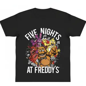 oversize  cotton Five Nights at Freddy's Breaking Walls Graphic Tee funny Tshirt y2k cotton fashion Streetwear Top Trending Easy Care Machine Wash Safe horror gift
