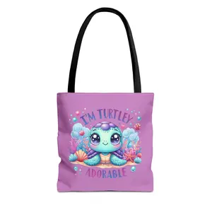 I’m Turtley Adorable Tote Bag | Cute Sea Turtle Illustration, Pink Ocean Design