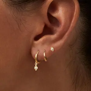 Dangle Earrings Set  Gold Hypoallergenic Earring Set Flat Back Design for Multiple Piercings Small Hoop Earrings Set Perfect Gift for Her