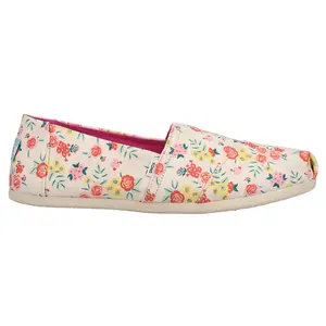 TOMS Womens Alpargata Floral Slip On Flats Casual - Off White