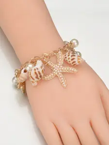 Bohemian Starfish & Shell Bracelet for Women, Boho Beach Sea Charm Bangle, Nautical Adjustable Wrist Jewelry with Ocean Elements – Perfect for Halloween Thanksgiving Christmas New Year Vacation Gift
