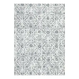 【Christmas Gift】6 x 9 ft Polyester Cashmere Beige Gray Rectangular Hallway Bathroom Entryway Kitchen Office Foldable Flower Printed Damascus Washable Area Rug