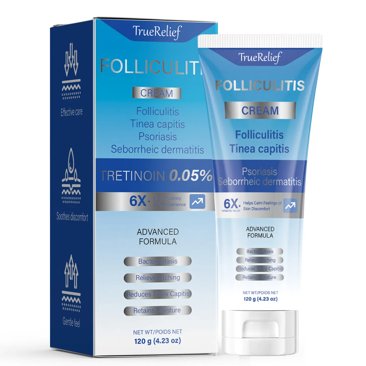 TrueRelief Folliculitis Relief Cream - Natural Haircare Moisturizer for Curly Hair Scalp, 120g Non-Greasy Scalp Moisturize, Oil-Free Hydrating Face & Body Formula with Moisturizing Hydrate Benefits Moisture Black Hair Nourished Hair