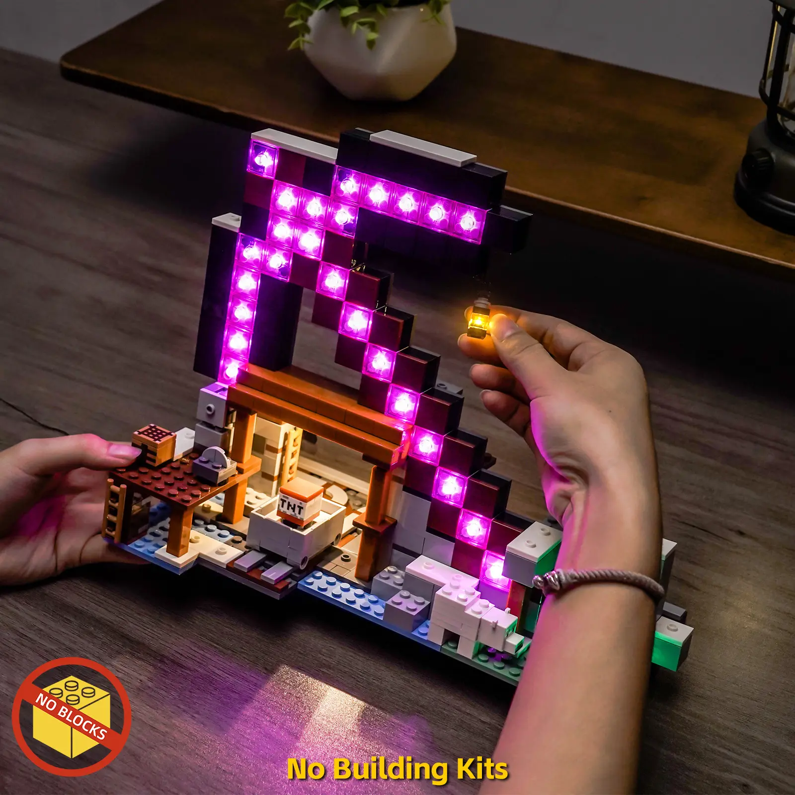 BrickBling LED Light Kit for Lego The Pickaxe Mine 21277 - Unisex Battery-Powered DIY Lighting Upgrade, USB/AAA, ABS Flame-Resistant Anti-Heat, 50cm USB Cable, Video Games Building Toy Decoration, Ideal Gift for 12+ Kids (Bricks Not Included)