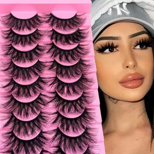 10 Pairs Fluffy Dense Comfortable Curled Fake Mink Eyelashes, Natural Look False Lashes for Daily Wear, Enhance Your Eye Makeup
