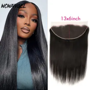 WOWANGEL HD Lace Frontal 13x6 Fulll Frontal Only Natural Black Human Hair Melt Skins Virgin Hair Straight Real HD Lace Closure Only
