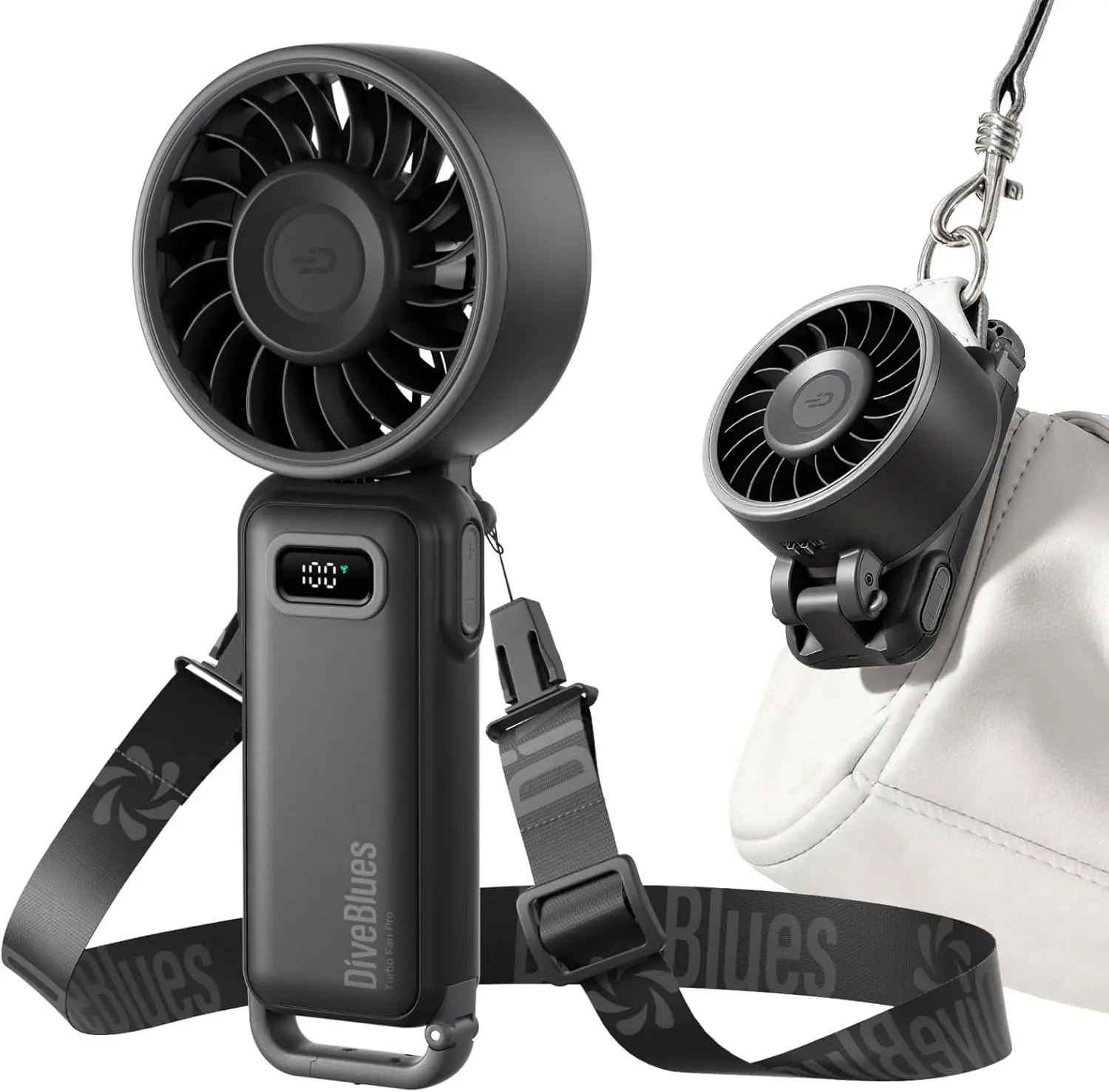 Portable Turbo Fan, 100 Speed Handheld Fan with Strong Airflow, Foldable 4 in 1 Personal Fan for Neck, Desk & Travel, Lightweight for Summer, Concerts & Outdoor Use