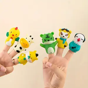 Cute Cartoon Animal Duck Bunny Elephant Bear Finger Puppet, PVC Finger Toy, Hand Puppet for Kids, Educational Plaything, Fun Interactive Toys